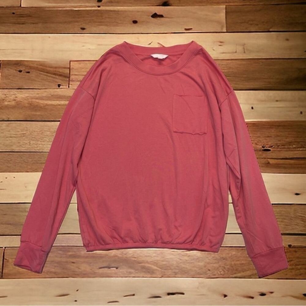 Lauren Conrad Sweatshirt coral pink Women’s Medium elastic hem lightweight top - Picture 2 of 7